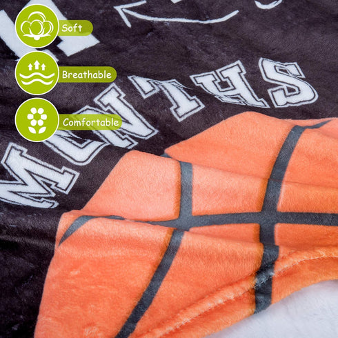 47"x40" SUKOON Monthly Milestone Blanket for Baby Boy/Girl | Basketball Theme | Includes Frame and Bib | Large | |