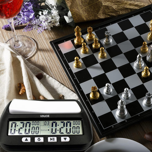 Digital Chess Clock - Professional Timer for Board Games with Basic, Bonus, Delay, and Positive Time Features