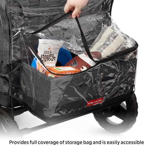 Radio Flyer 2-Seater Voya Stroller Wagon Rain Cover with Storage Bag, Black, Waterproof Stroller Cover for Wagon