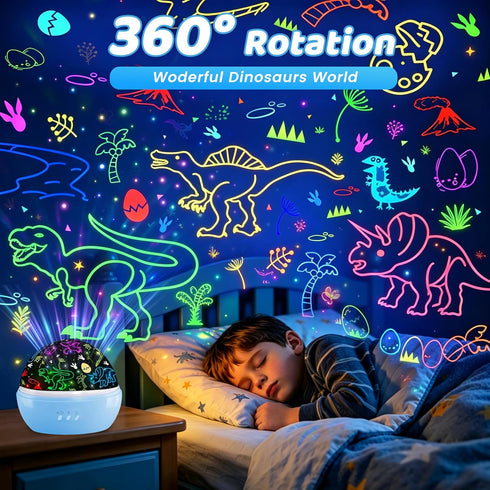 Toddler,2 9 MINGKIDS Kids Night Lights for Bedroom,Project Dinosaurs and Vehicles on Wall or Ceiling,Room Lights