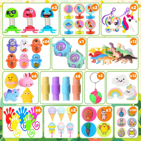 OCTERIC 360 Set, 120 240 Pcs Pastel Prefilled Easter Toy Plastic Eggs Filled with Assorted Toys Stickers for Kids Boys