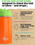 Kids Water Bottle - 12oz Orange | Leak Proof with Straw & Handle | Insulated, Double Wall Stainless Steel Flask