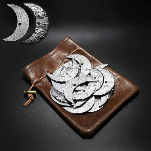 20 Fantasy Coins for DND Board Games Accessories | Leather Pouch for Waterdeep Metal Coins