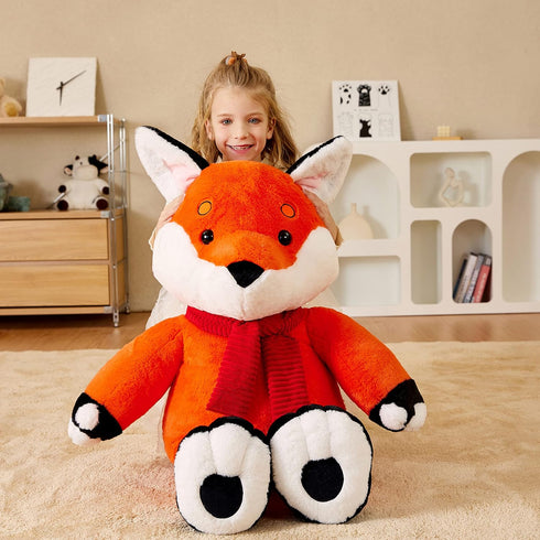 EARTHSOUND Giant Fox Stuffed Animal Plush Toy - Large Realistic Jumbo Soft Toys, Cute Huge Fluffy Plushy Gift for Kids