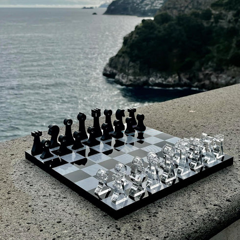 Luxury Travel Chess Set, 10" Portable Chess Game Set with Storage for Adults and Kids, Unique Lucite Board