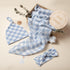 Set, 100% Miaoberry Checkered Muslin Swaddle Organic Cotton, Mist Blue,Checkerboard, Gender-Neutral, with Matching Bow