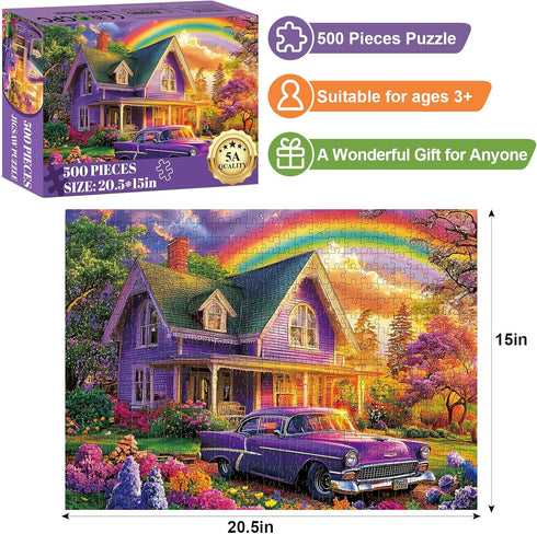 500 20.5X 15 Piece Puzzle for Adults - City at Dusk Puzzles| Recycled Cardboard Car Jigsaw Puzzles | Challenging Family