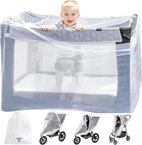 Pack n Play Cover with Zippers Adaptable Premium Quality Mosquito Net for
