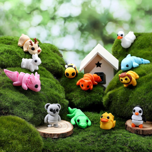 12 3D Set, 3D JOYIN Pcs Printed Animals Mini Animals Printed Toys - Cute Articulated Flexible Figurines Fidget Toys