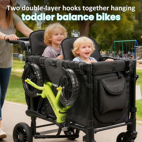 W2 W4, 88lbs (2PCS) Stroller Hooks for Wonderfold Wagon & Double-Layer Multipurpose Side Hook for Balance Bikes & Bags
