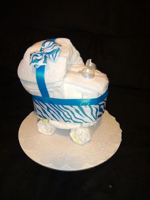Body TST Diaper Cake Stroller Centerpiece (baby blue) by Little KG's Dreams