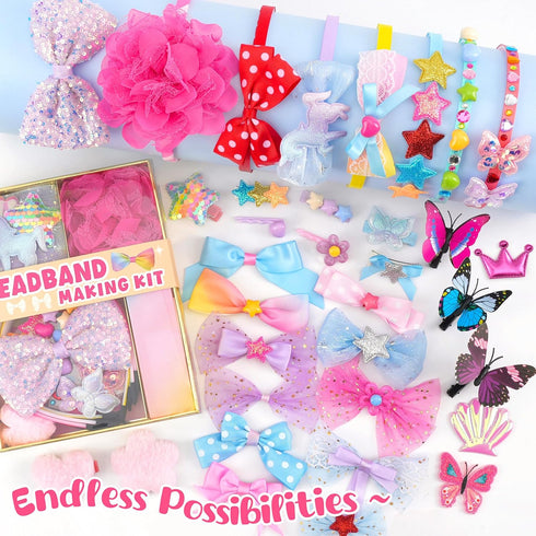 yasest 89pcs Set, 6-8 5 6 7 8-12 Arts and Crafts Kit for Girls - DIY Headband Making Kit for Girls, Fashion Hair