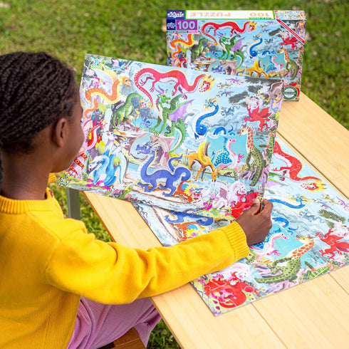 100 eeBoo Piece Puzzle for Kids - Love of Dragons Children's Puzzle Dragon Themed, Large Pieces for Small Hands