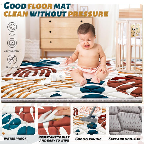 43x43 Inch) Baby Play Mats for Floor, Playpen Mat for Babies, Extra Thicker & Soft Floor Crawling Mat, Foldable