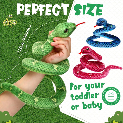 Meooeck 6 Pcs Snake Stuffed Animal, 31.5 Inch Plush Toy, Large Cobra Snake Plushies for Halloween Prank Props