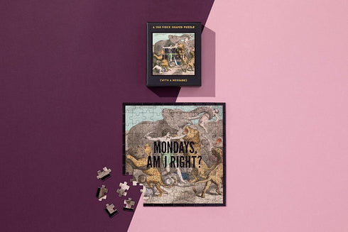 Brass Monkey Mondays, Am I Right? 100-Piece Mini Jigsaw Puzzle, 7.25” x 7.25” – Funny Puzzle with Black Foil