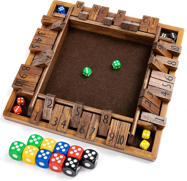 ropoda 12 Inches 4-Way Shut The Box Dice Board Game (2-4 Players)
