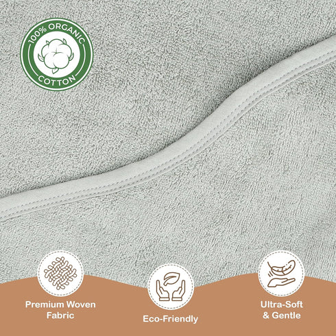 100% 31x31 Inches Organic Cotton Plush Woven Hooded Baby Bath Towels - Soft and Absorbent for Newborns and Kids, Baby