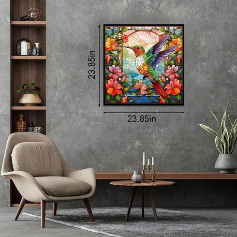 Hummingbird Puzzles for Adults, 1000 Pieces Stained Glass Spring Bird Flower Art Puzzle, Challenging Home Decor.