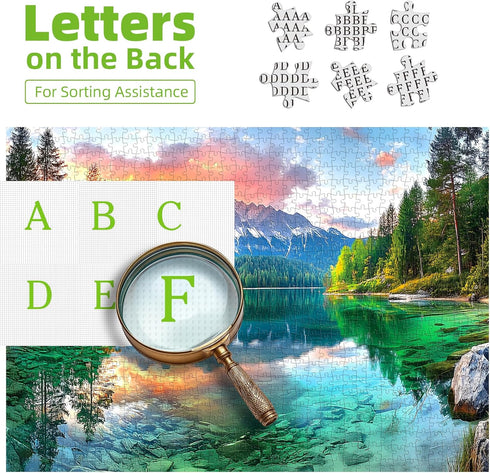 300 Sunset Mountain Lake Landscape Piece Puzzle for Adults Beautiful Nature Scenery Jigsaw Puzzle with Letters on Back