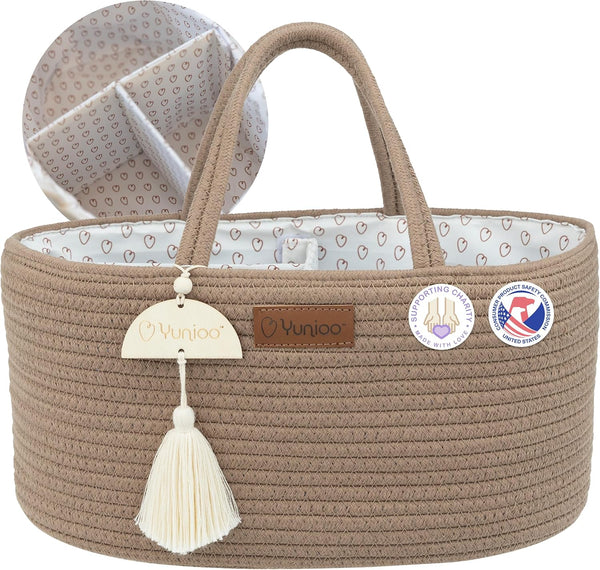 Yunioo Baby Diaper Caddy Organizer, Portable Nursery Storage Basket with Sturdy Handle