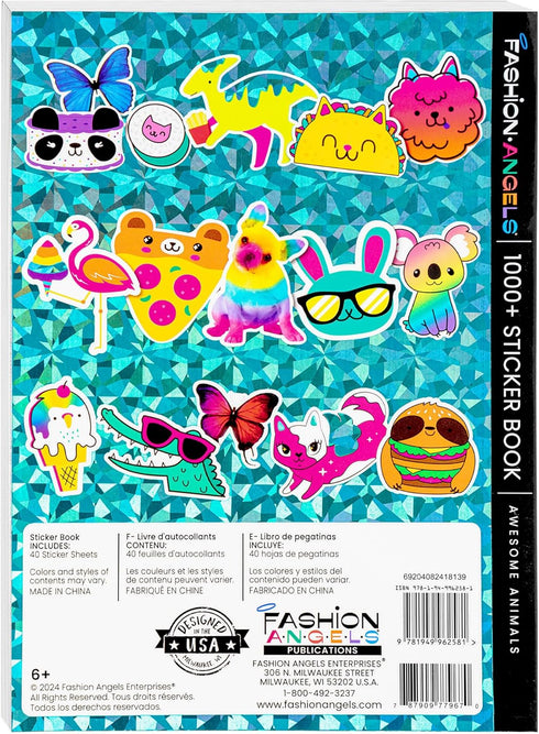 Fashion Angels 1000+ Animal Sticker Book - 40-Page Sticker Book for Kids, Over 1000 Stickers for Scrapbooking &