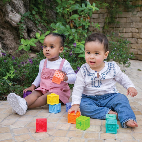 Edushape Mix & Match Textured Blocks, Set of 10 Stacking Blocks for Sensory Play and Child Development
