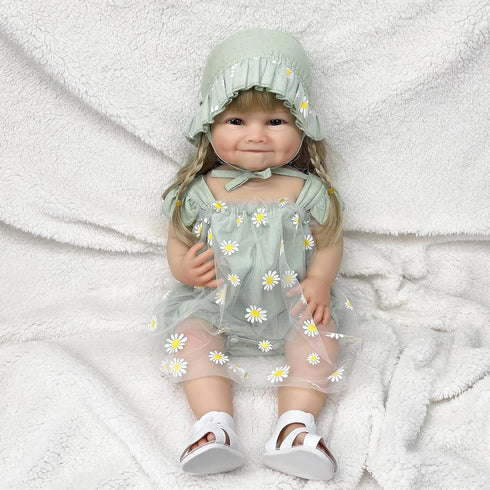 22 Inch Lifelike Reborn Girl Baby Doll - Realistic Silicone Full Body Newborn with Accessories, Weighted Soft Toy Gift