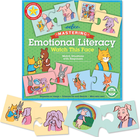 eeBoo: Watch This Face, Mastering Emotional Literacy, Match Situations and Responses, Educational Tool, 24 Color Coded Pairs for Easy Matching, for Ages 3 and up