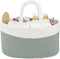Comfy Cubs Large Diaper Caddy Organizer - Portable Nursery Storage Bin & Car Travel Basket with Dividers, Sage