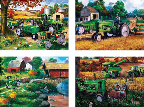 2000 Country 4-Pack 14"x19" MasterPieces Piece Jigsaw Puzzle for Adults, Family, Or Youth - Farm