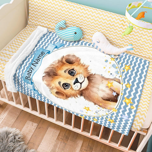 Novusopt Personalized Baby Blanket Lion Baby Blanket Name Blanket Custom Baby Blankets for Boys Cute Baby Boy Blankets