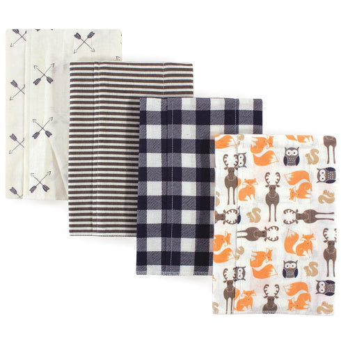 Hudson Baby Unisex Baby Cotton Flannel Burp Cloths, Forest, One Size