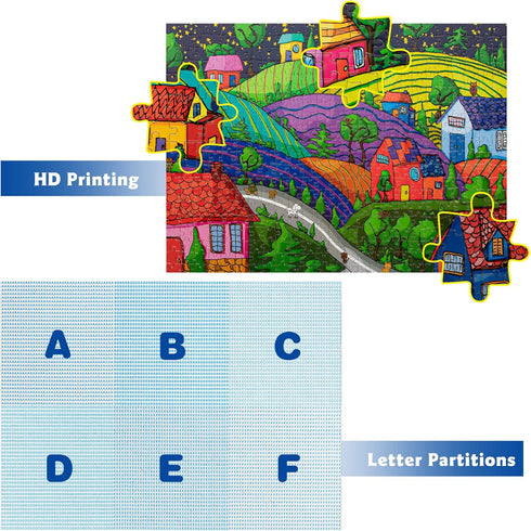 Lavievert 500 Piece Jigsaw Puzzle for Adults and Kids - Village Under The Stars