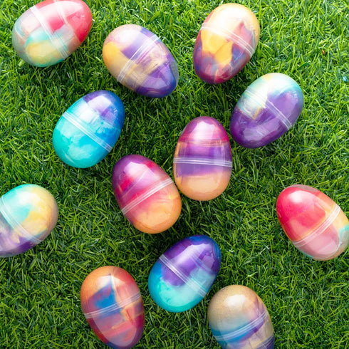 12 Joyin Pcs Prefilled Easter Eggs with Galaxy Slime, Colorful Putty with Toys, Stress Relief Sludge Toys for Kids