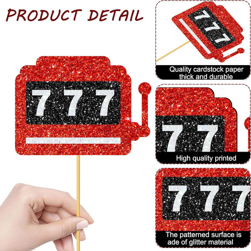 14Pcs Casino Party Centerpiece Sticks, Glitter Las Vegas Party Decorations for Casino Theme Birthday and Baby Shower