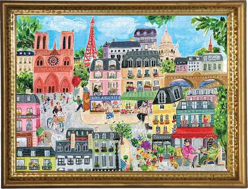 eeBoo 1000 Piece Rectangular Jigsaw Puzzle - Piece and Love Paris in a Day, Glossy, Sturdy, Minimal Dust