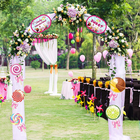 Blulu 2 Pcs Candy Party Decorations, Candy Paper Banner Lollipop Garland for Birthday Baby Shower