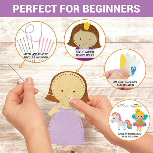 Set 7-12, 165 Set Craftorama Sewing Kit for Kids, Fun and Educational Fairytale Craft for Boys and Girls Age Sew Your