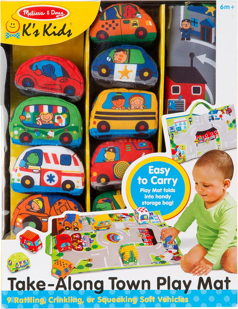 (19.25 14.25 inches) 9 Melissa & Doug Take-Along Town Play Mat x with Soft Vehicles
