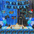 Blue Black Video Game Party Decorations, Happy Birthday Banner, Hanging Swirls, Balloons, Tablecloth Kit