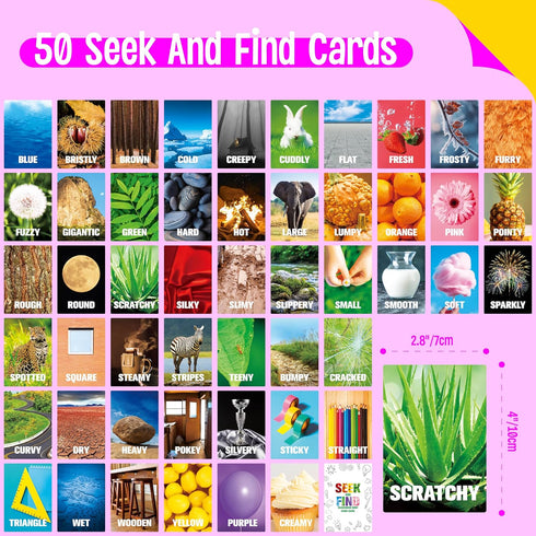 SpriteGru Seek and Find Scavenger Hunt Card Game - 50 Cards for Family & Kids Outdoor Activities