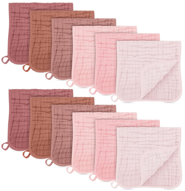 SWEET DOLPHIN 12 Pack Muslin Burp Cloths Large 100% Cotton Burping Clothes