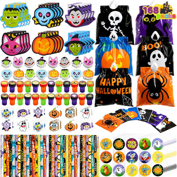 JOYIN 168 Pcs 24 Pack Assorted Halloween Art and Craft Stationery Kids