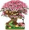 Cherry Blossom Bonsai Tree Mini Micro Building Set, Japanese Sakura Tree House Model for Adults, Creative Gift Toys