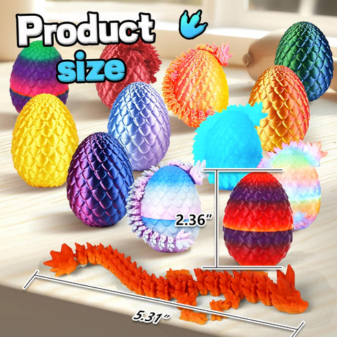 24PCS 3D Drofex Easter Printed Dragon Eggs, Prefilled Easter Dragon Egg with Dragon Toy for Basket Stuffers, Goodie Bag