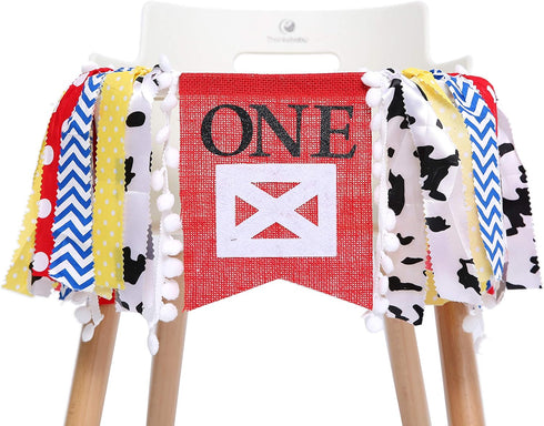 WAOUH Farm High Chair Banner - 1st Birthday Party Theme Decoration, Fabric