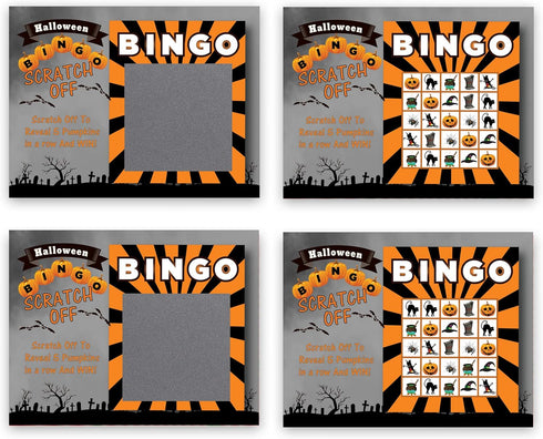 My Scratch Offs - 26 Pack Halloween Bingo Scratch Off Game Cards for Party Favors, 3x4, Business Promotion