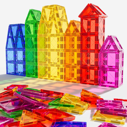 Magnetic Tiles Building Blocks for 3-8 Years Old Boys Girls, Colorful Magnet Stacking Toys Birthday Gift for Kids