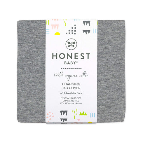 HonestBaby Unisex Baby Organic Cotton Changing Pad Cover and Toddler Sleepers, Gray Heather